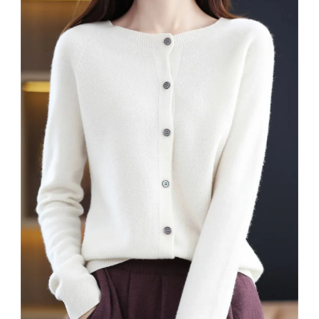 Levoire | Cardigan Boutonné Pour Femme - Manches Longues Blanc