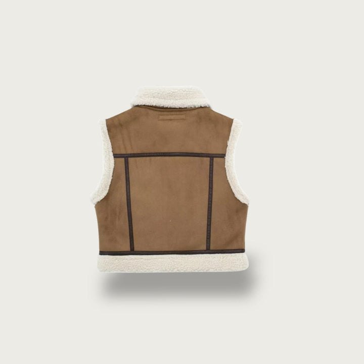 Levoire | Confortable Sans Manches Veste En Cuir En Polaire Avec Fermeture Éclair