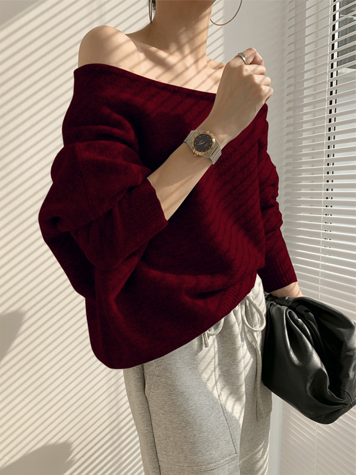 Levoire | Pull Asymtrique Femmes Chaud Rouge foncé Taille unique