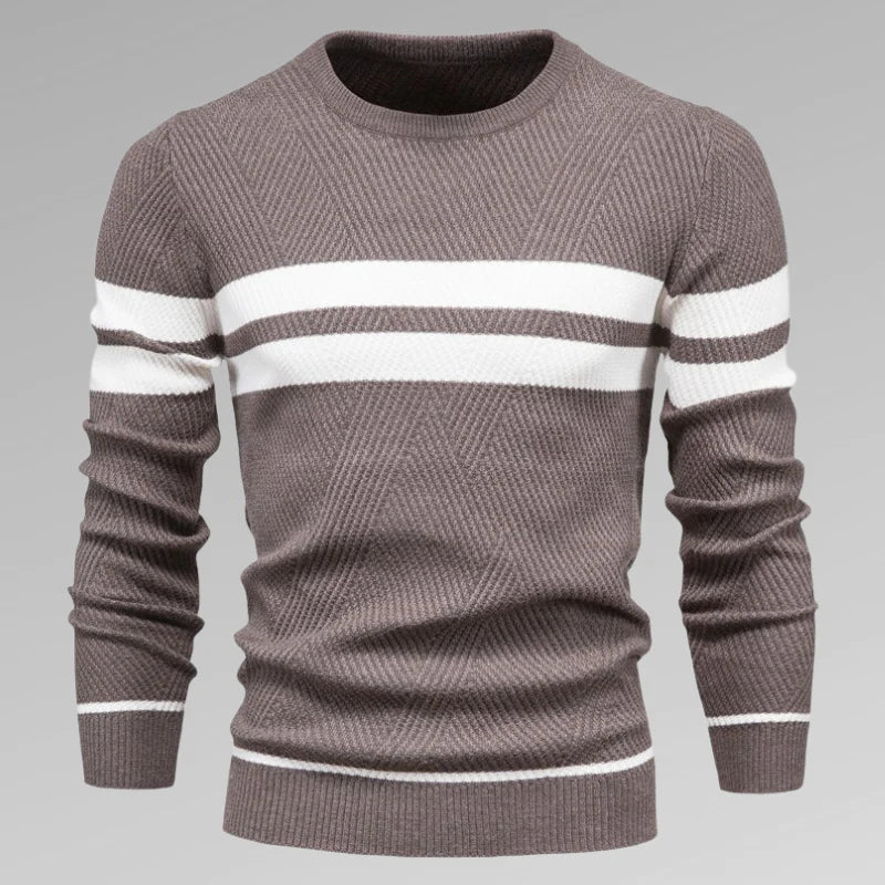 Levoire | Pull Avec Deux Rayures Horizontales Marron
