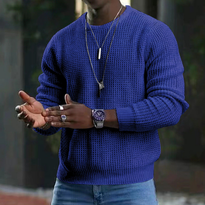 Levoire | Pull Avec Col Rond FR Hommes Chaud Bleu