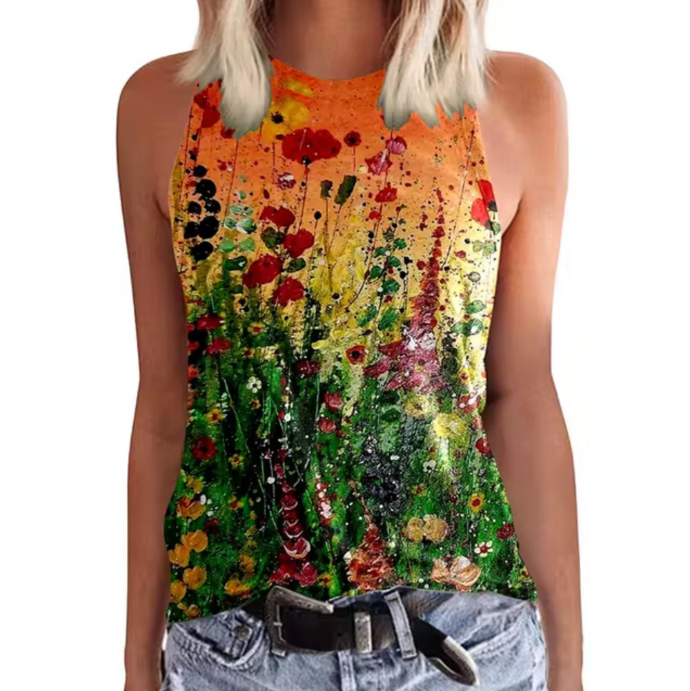 Levoire | T-Shirts Sans Manches Avec Imprimé Floral Orange