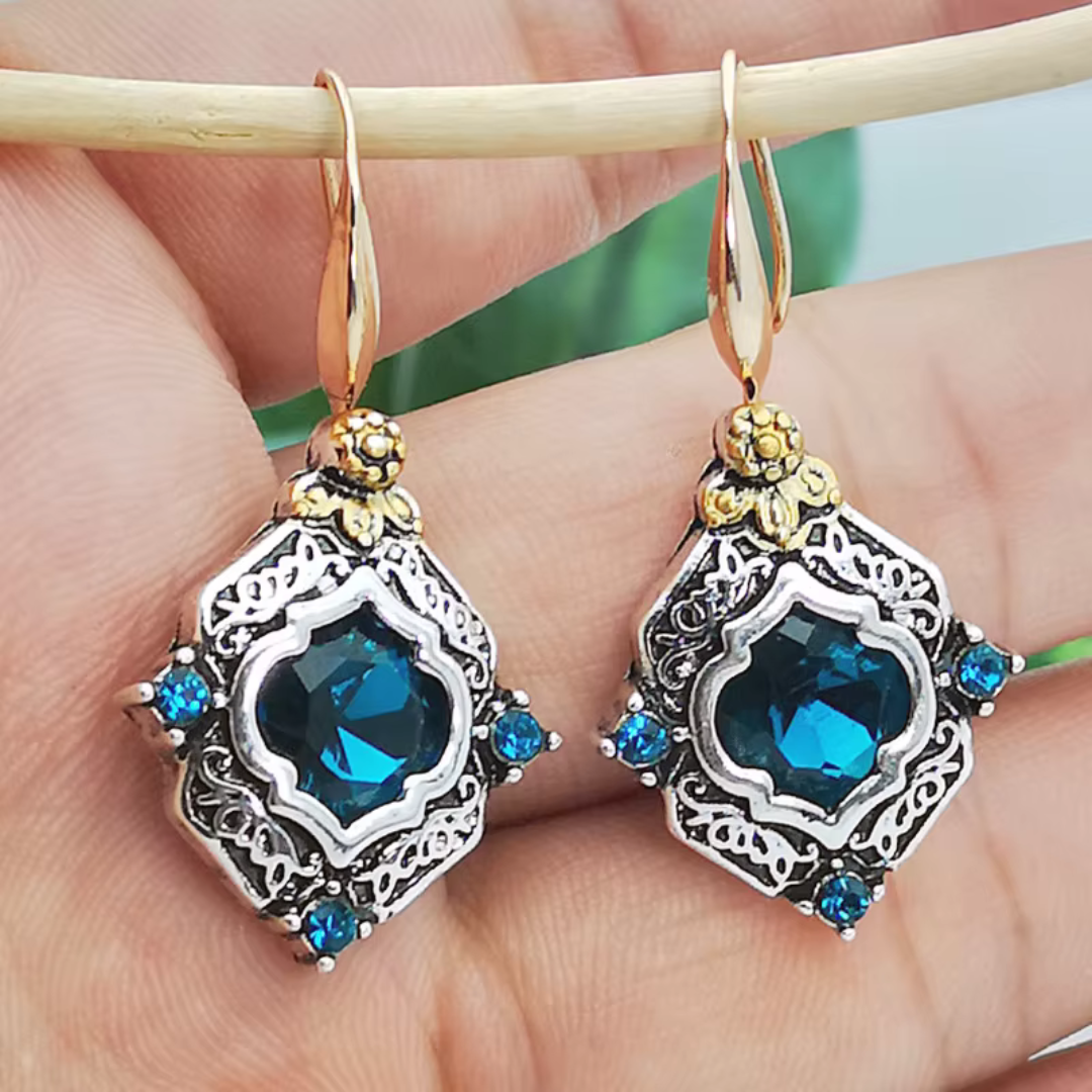 Levoire | Récolte De Vin Boucles D'Oreilles En Cristal Bleu Or Or
