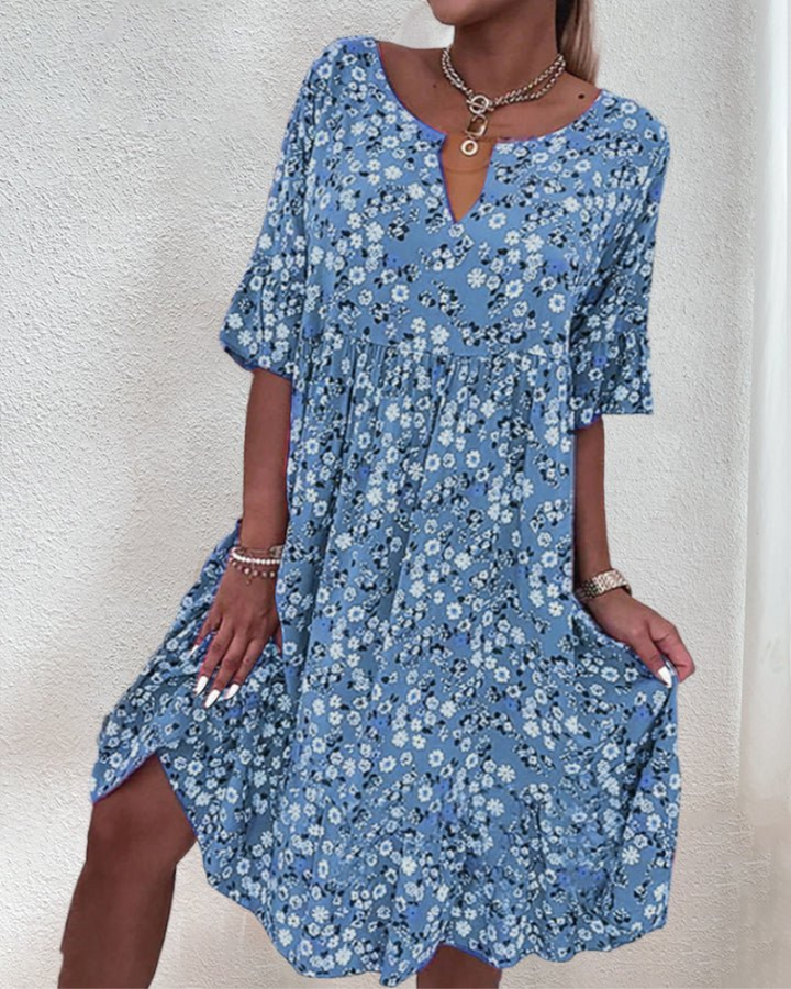 Levoire | Robe d'été pour femmes avec motif floral Robe tendance pour femmes Bleu