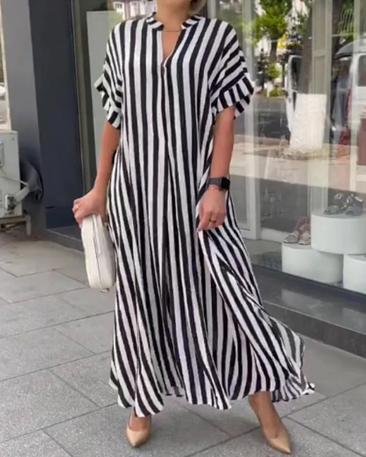 Levoire | Chemise Robe V Avec Motif Rayé