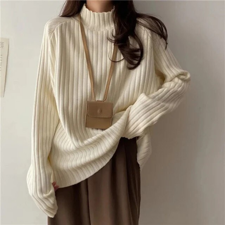 Levoire | Pull Avec Col Haut Pour Femmes Long Beige