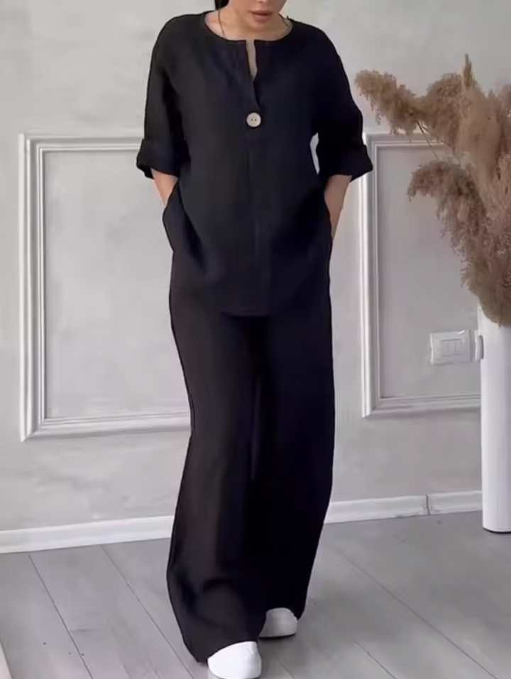 Levoire | Ensemble Costume Lin Coton Noir