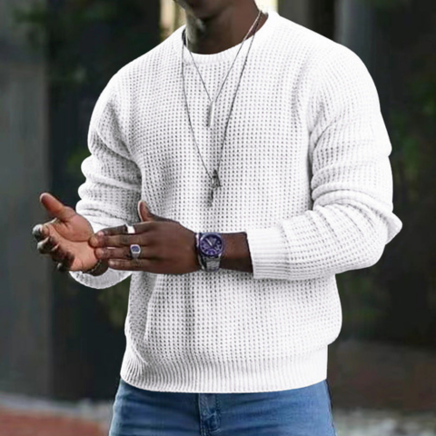 Levoire | Pull Homme À Col Rond Et À Manches Longues Blanc