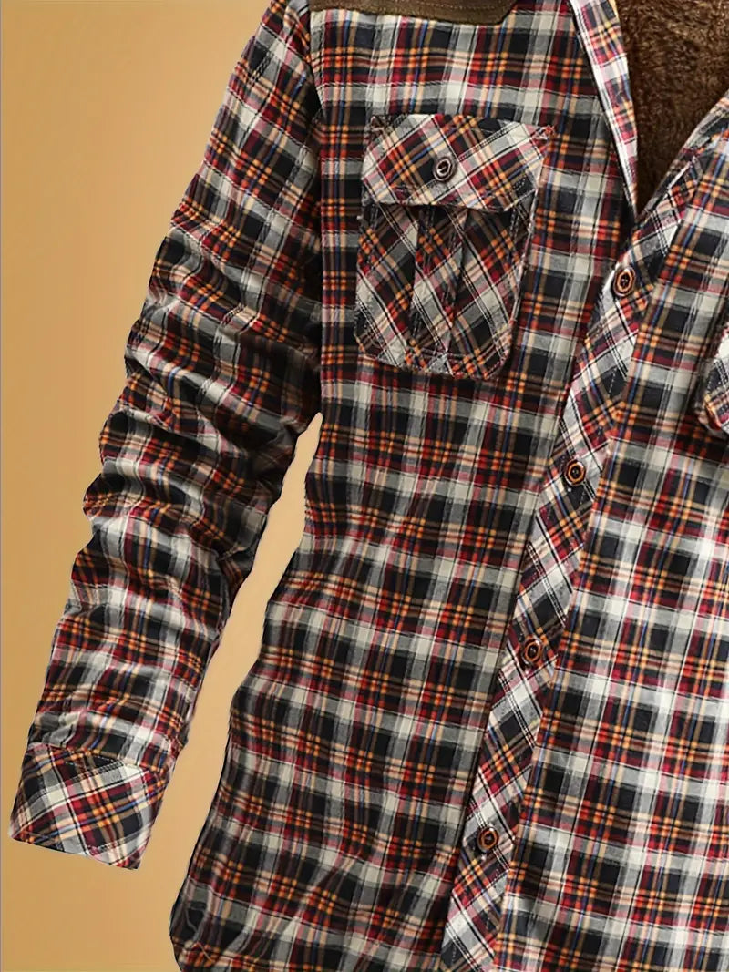 Levoire | Manteau En Flanelle À Carreaux À La Mode Avec Détails En Daim Pour Hommes