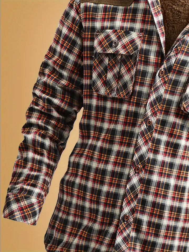 Levoire | Manteau En Flanelle À Carreaux À La Mode Avec Détails En Daim Pour Hommes