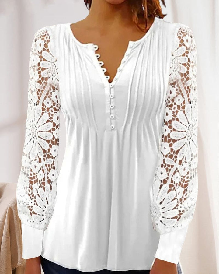Levoire | Blouse En Dentelle À Manches Longues Et Décolleté En V
