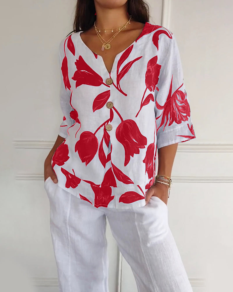 Levoire | Femmes Haut À Imprimé Floral Rot