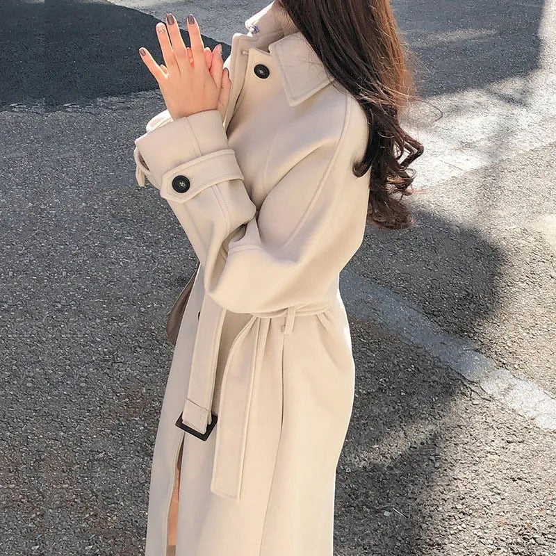 Levoire | Long Manteau FR Femmes FR Style Légant Beige