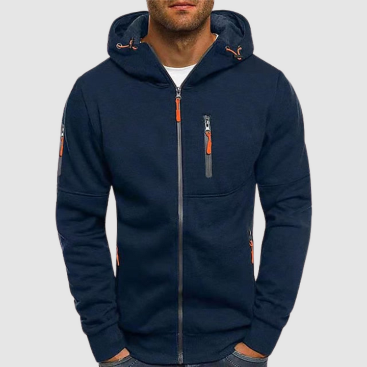 Levoire | Pull À Capuche Confortable Avec Fermeture Éclair Bleu