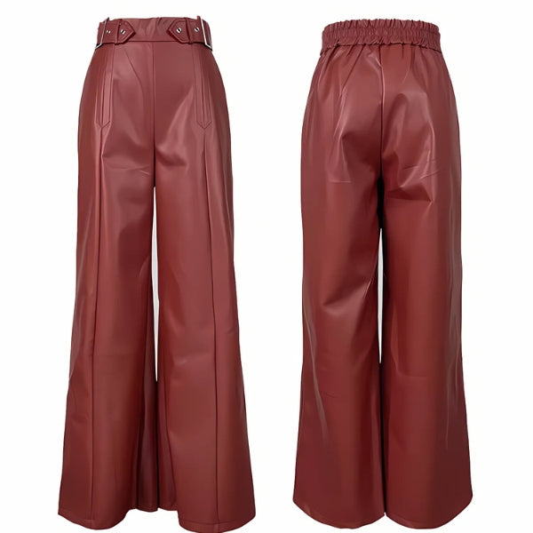 Levoire | Pantalon Large Taille Haute Élégant Pour Femmes Backsteinrouge