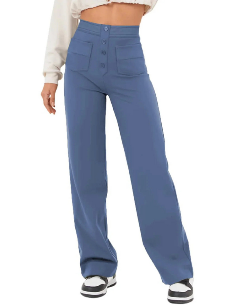 Levoire | Pantalon large taille haute pour un confort décontracté pour femmes Bleu