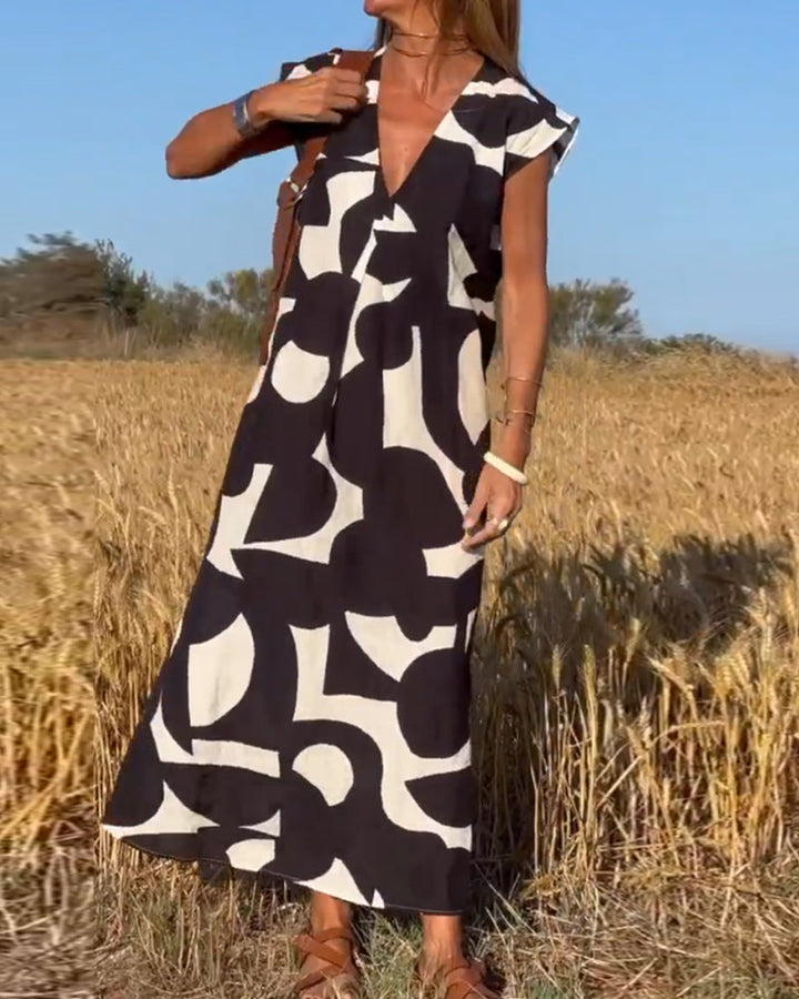 Levoire | V-Neck Robe Maxi Imprimée