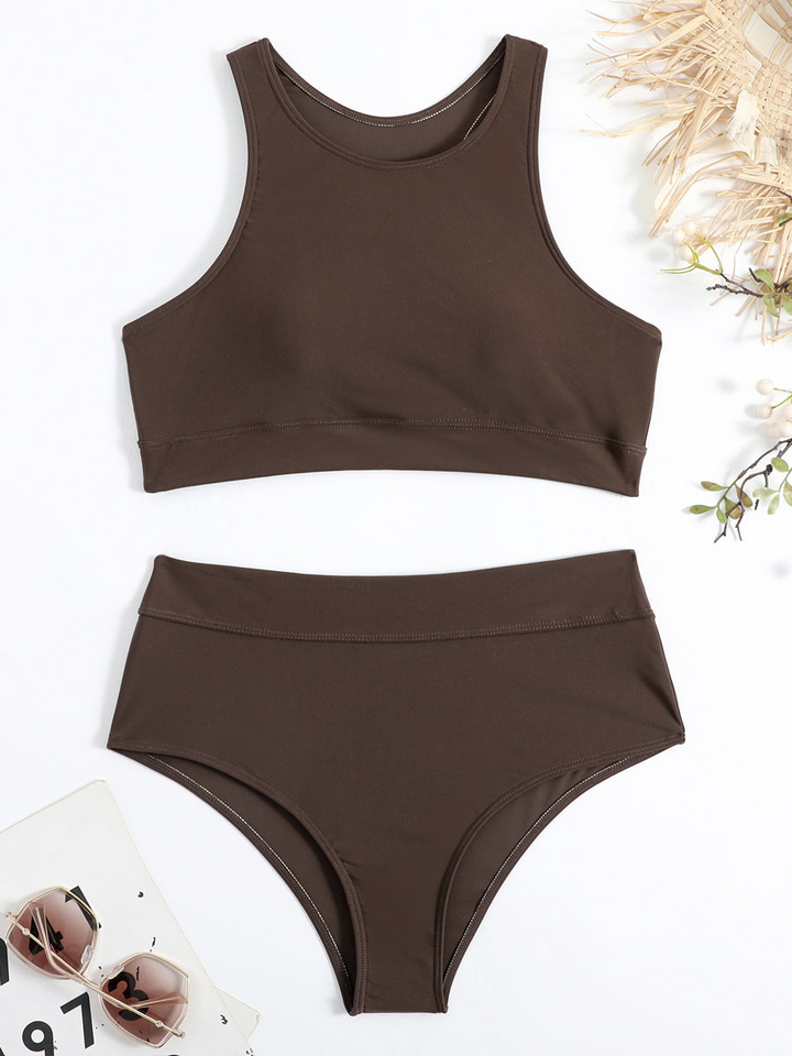 Levoire | Femmes Bikini taille haute sportif Vêtements de bain femmes Braun