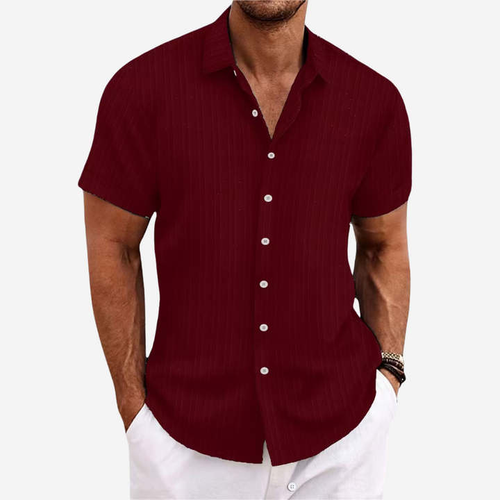 Levoire | Chemise Pour Hommes En Mélange De Lin Bordeaux