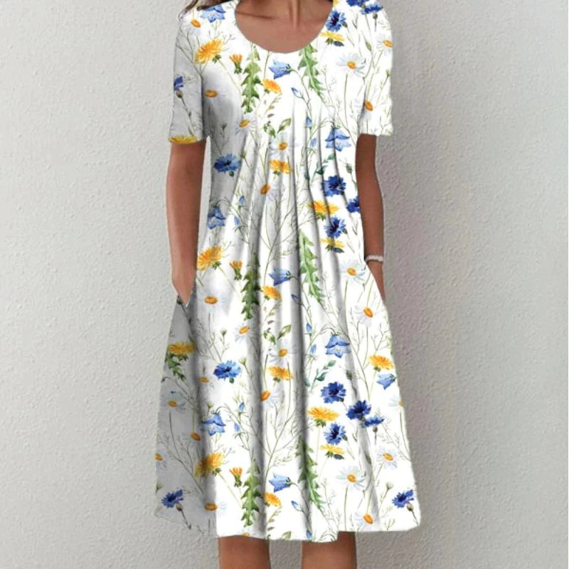 Levoire | Col Rond Et Robe À Motif Floral Blanc Jaune