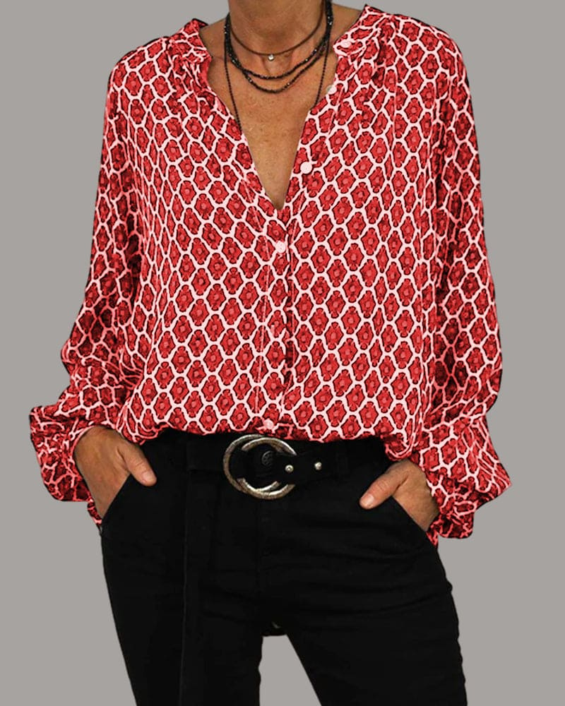 Levoire | Élégante Blouse Femme À Manches Longues Rot