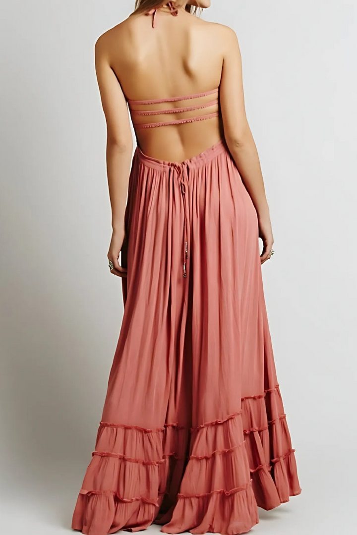 Levoire | Robe Maxi Halter d'été pour femmes avec dos ouvert