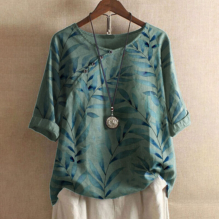 Levoire | Femmes Élégante Chemisier Avec Motif Floral Pour Femmes Vert