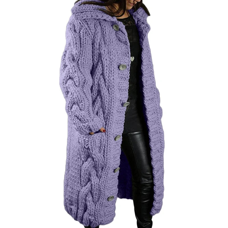 Levoire | Grosse Veste En Maille Pour Femme - Pull D'Hiver Violet