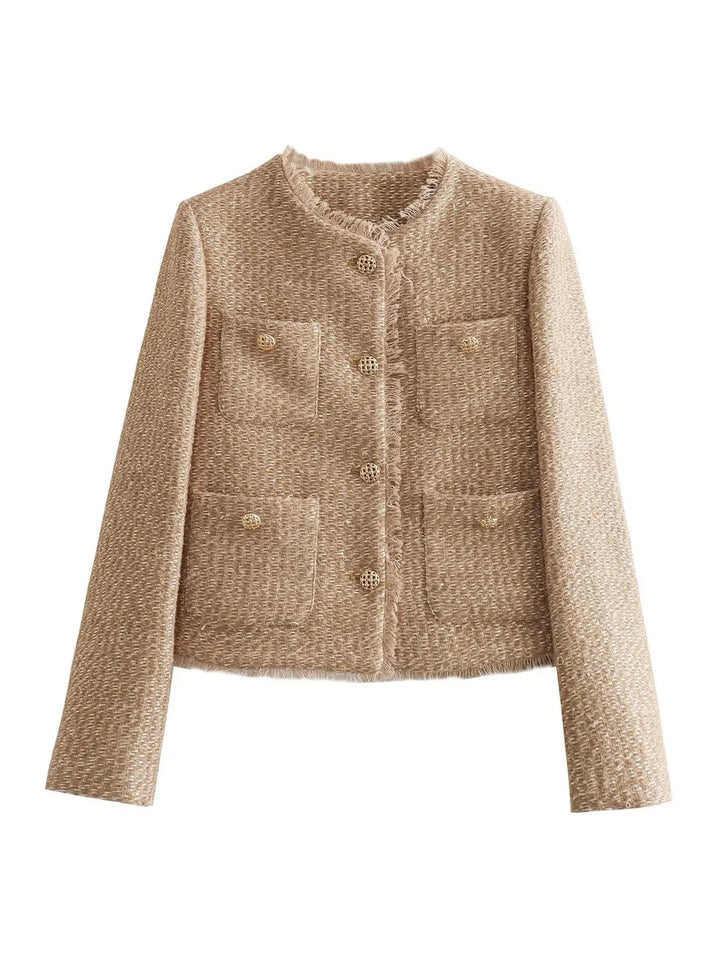 Levoire | Col Rond Manteau À Manches Longues Avec Bouton