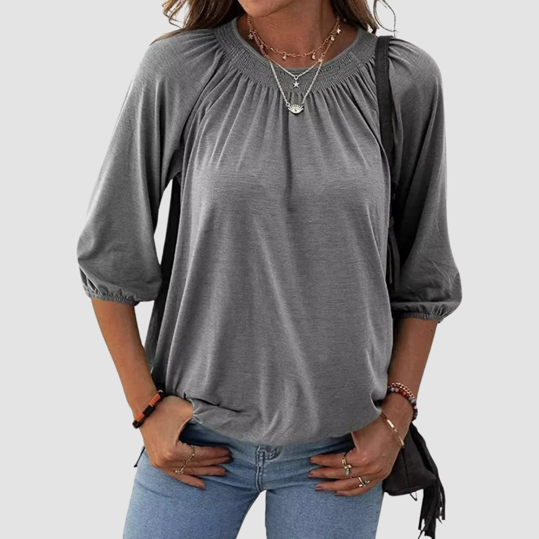 Levoire | Loose Fit Femme Top À Manches Mi-Longues Gris