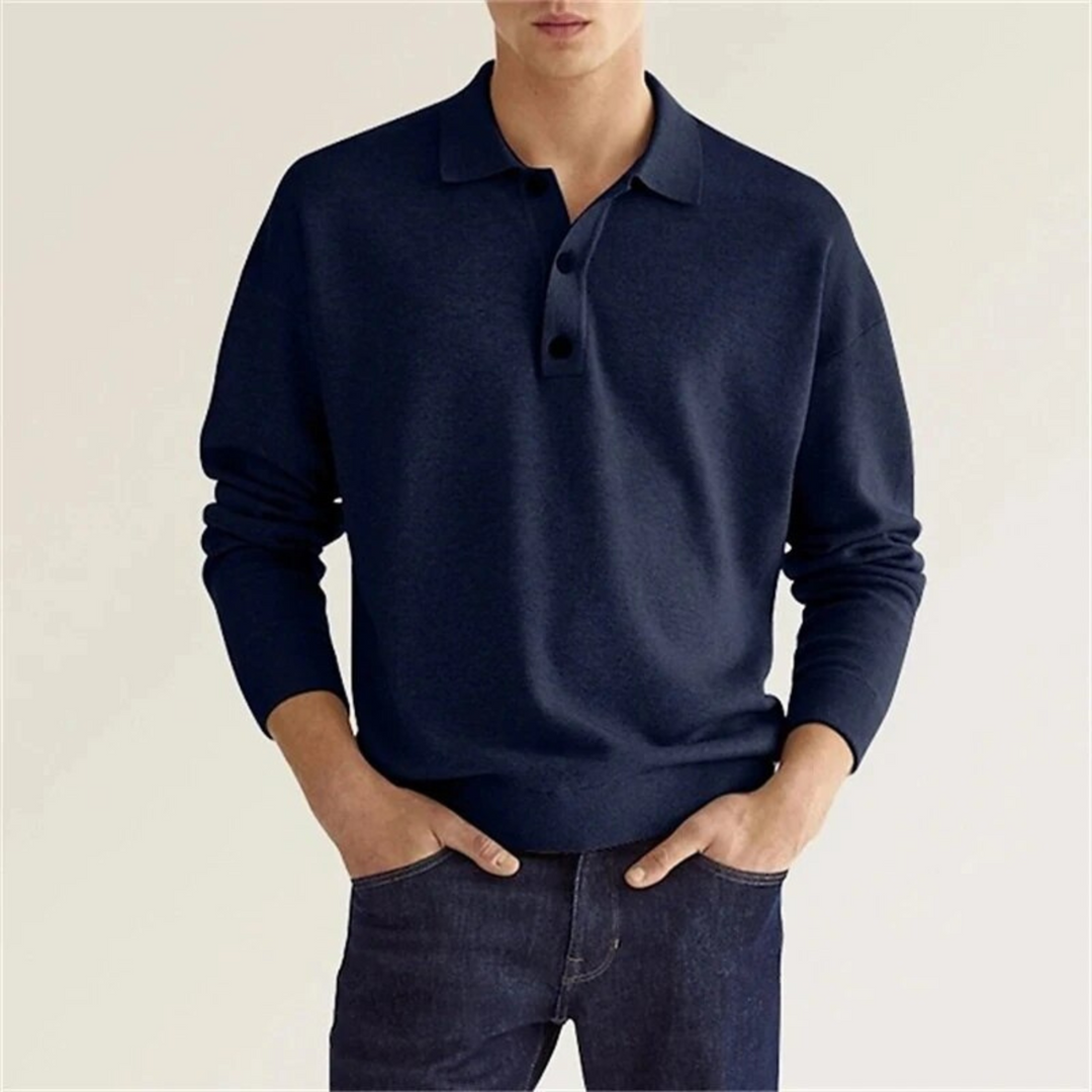Levoire | Manches Longues Polo FR Hommes Chic Bleu