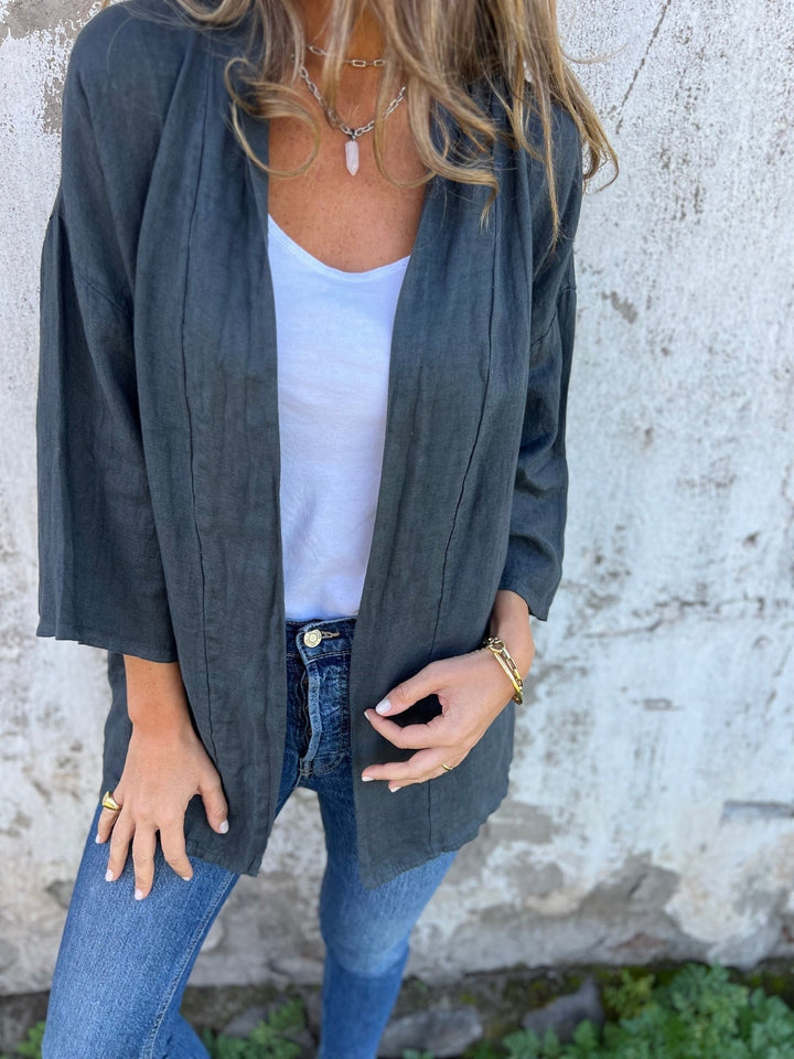 Levoire | Gilet En Lin Avec Volants Et Manches 3/4