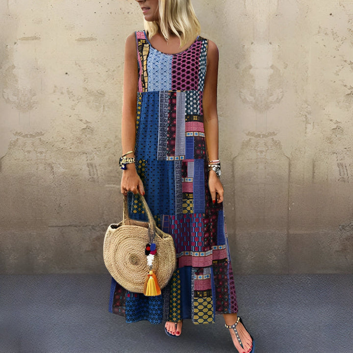 Levoire | Robe Sling Décontractée Avec Imprimé Ethnique Bleu