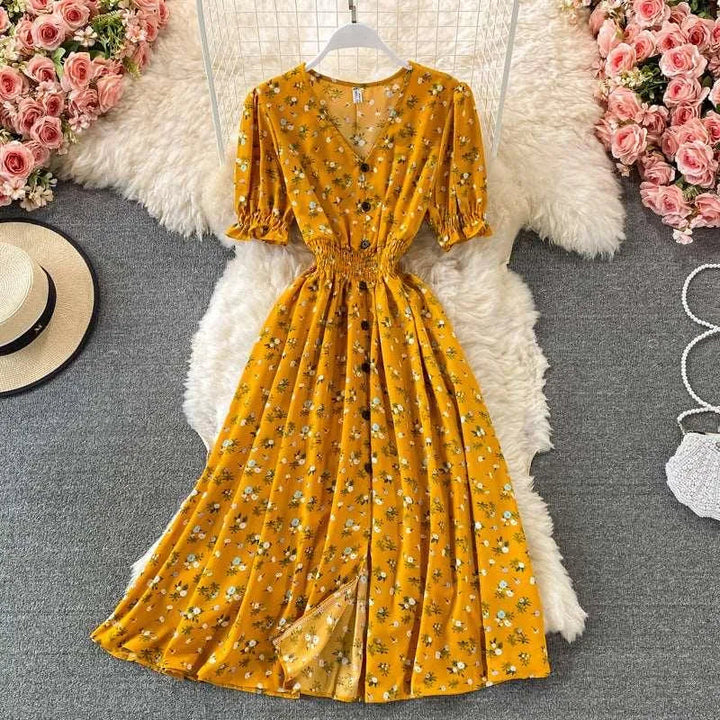 Levoire | Robe femme à manches courtes Jaune Une taille