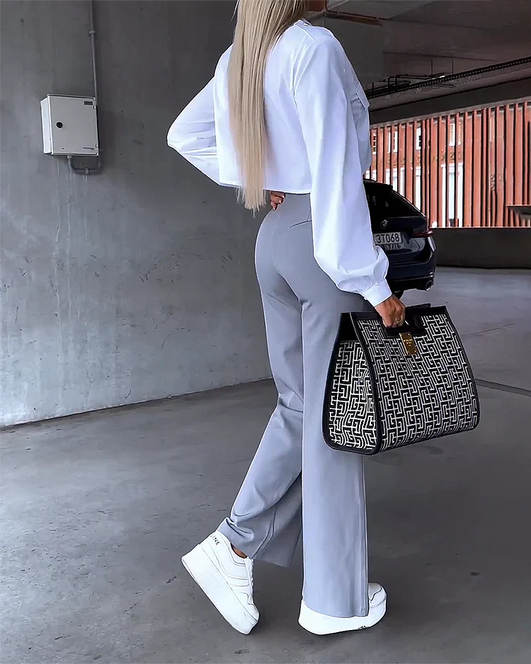Levoire | Crop Top & Pantalon Largemonté Taille Haute Satz