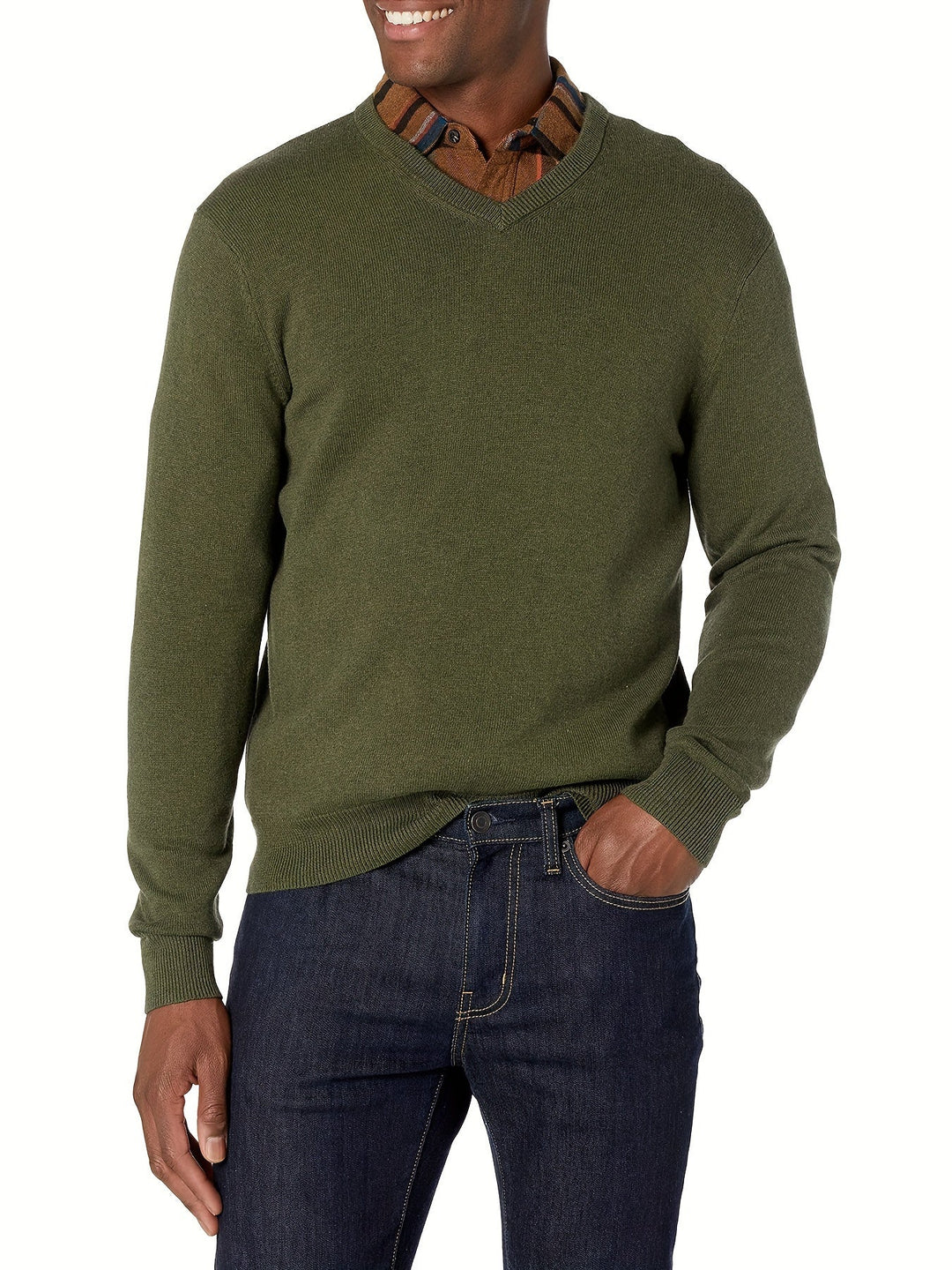 Levoire | Non Assemblé Tricoté V-Col Veste Vert olive