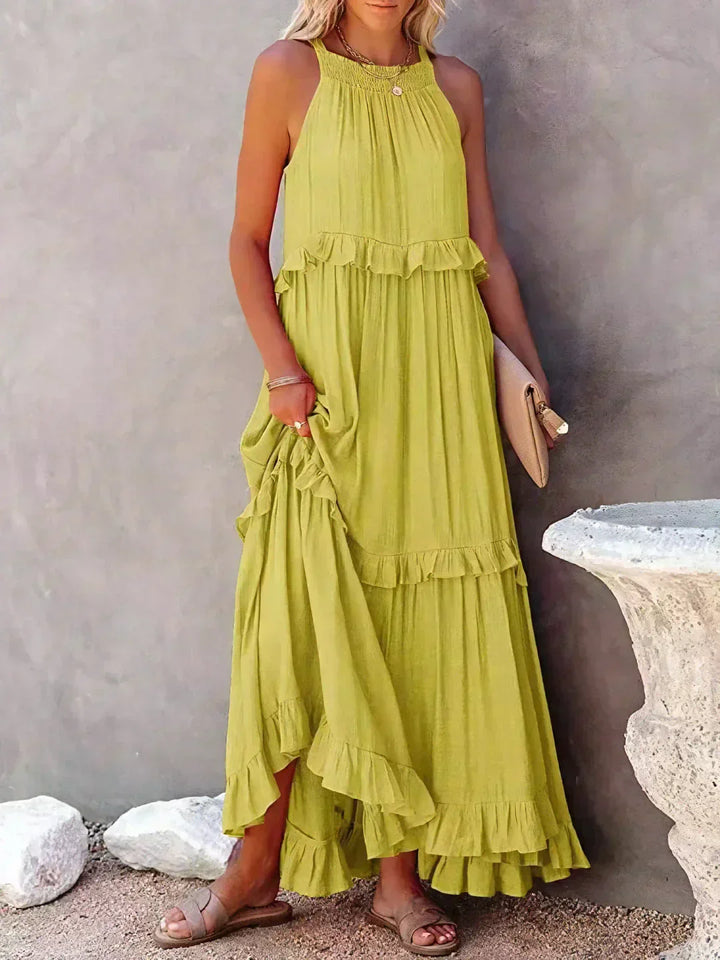 Levoire | Robe Maxi Volant À Bretelles Jaune
