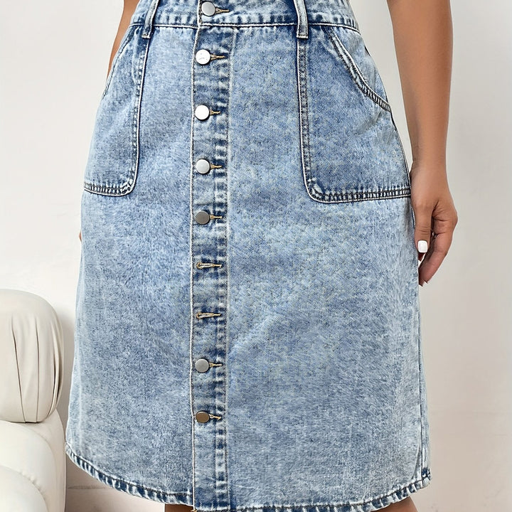 Levoire | Monocouleur Jupe En Denim Lavé Bleu