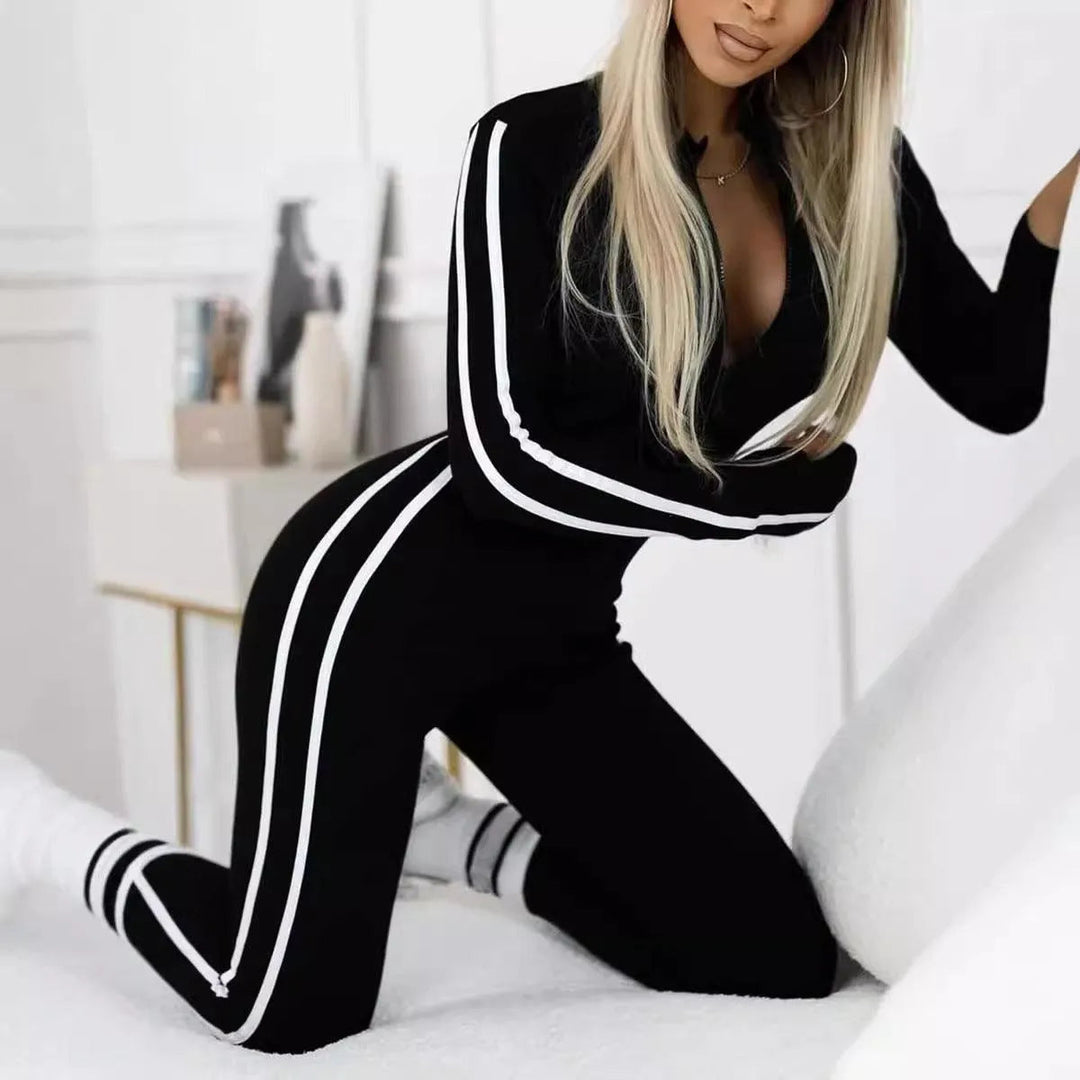 Levoire | Robe femme à demi-glissière à rayures étroites Noir
