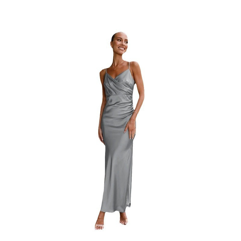Levoire | Robe sans manches à bretelles spaghetti avec fente et silhouette moulante