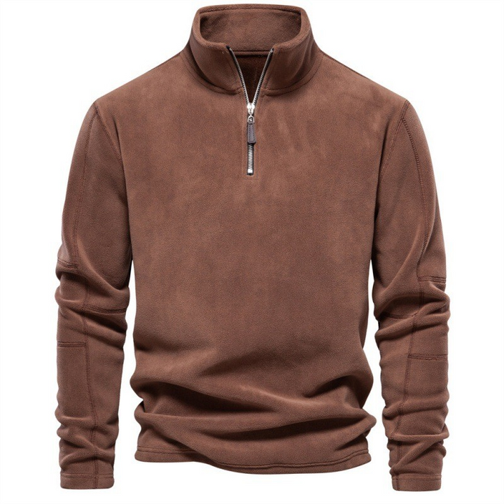 Levoire | Pull Fleece Avec Col Zippé Braun