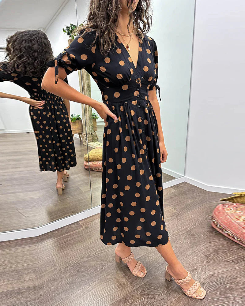 Levoire | Robe À Pois Avec Décolleté En V Profond