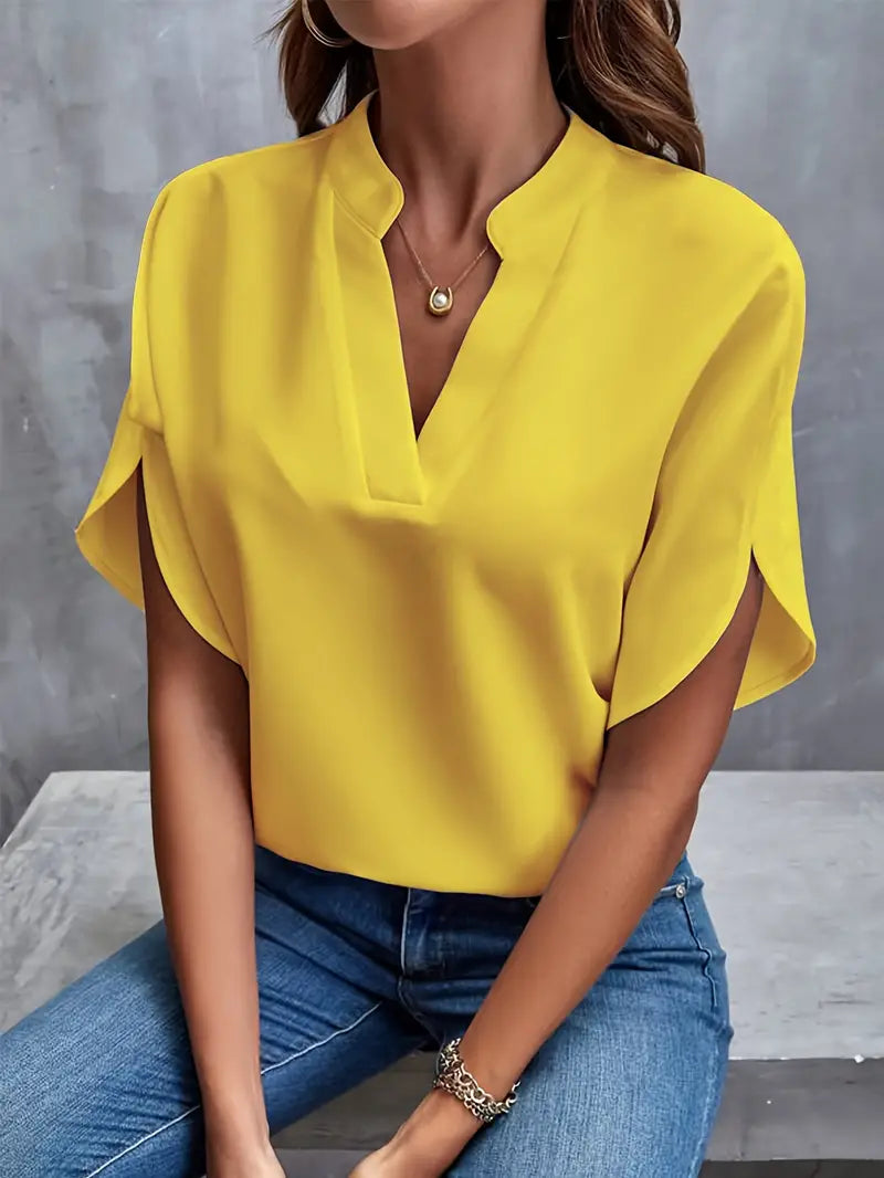 Levoire | Blouse Légère Stylée À Décolleté En V Jaune