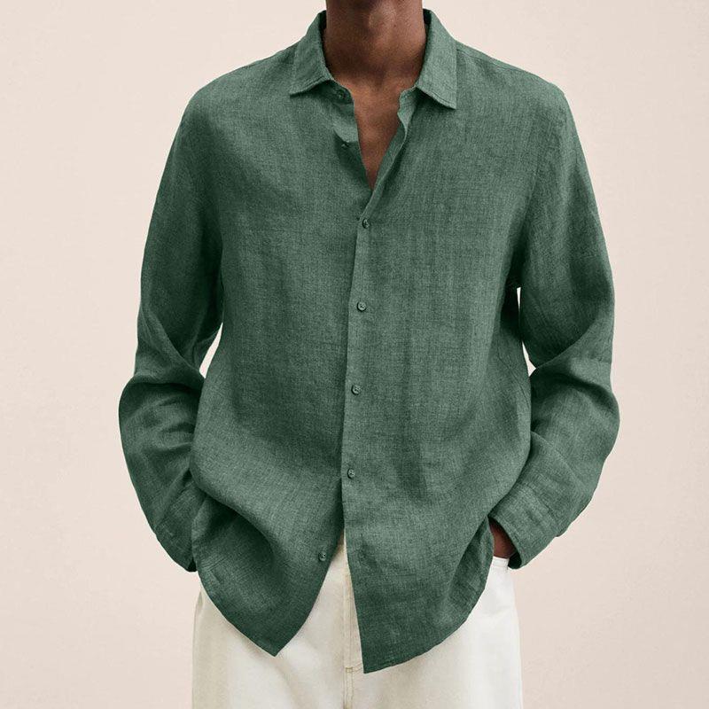 Levoire | Chemise En Lin Coupe Detendue Hommes Vert