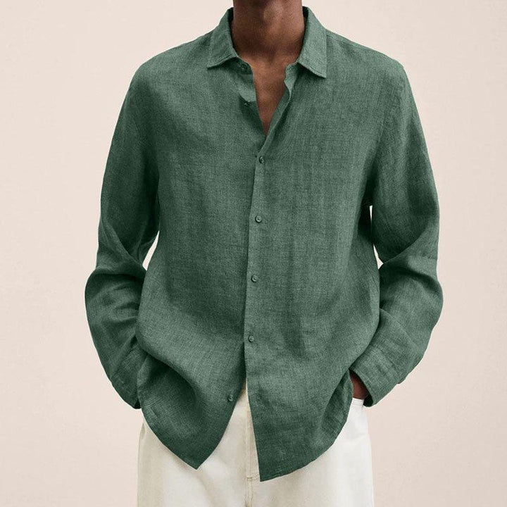 Levoire | Chemise En Lin Coupe Detendue Hommes Vert
