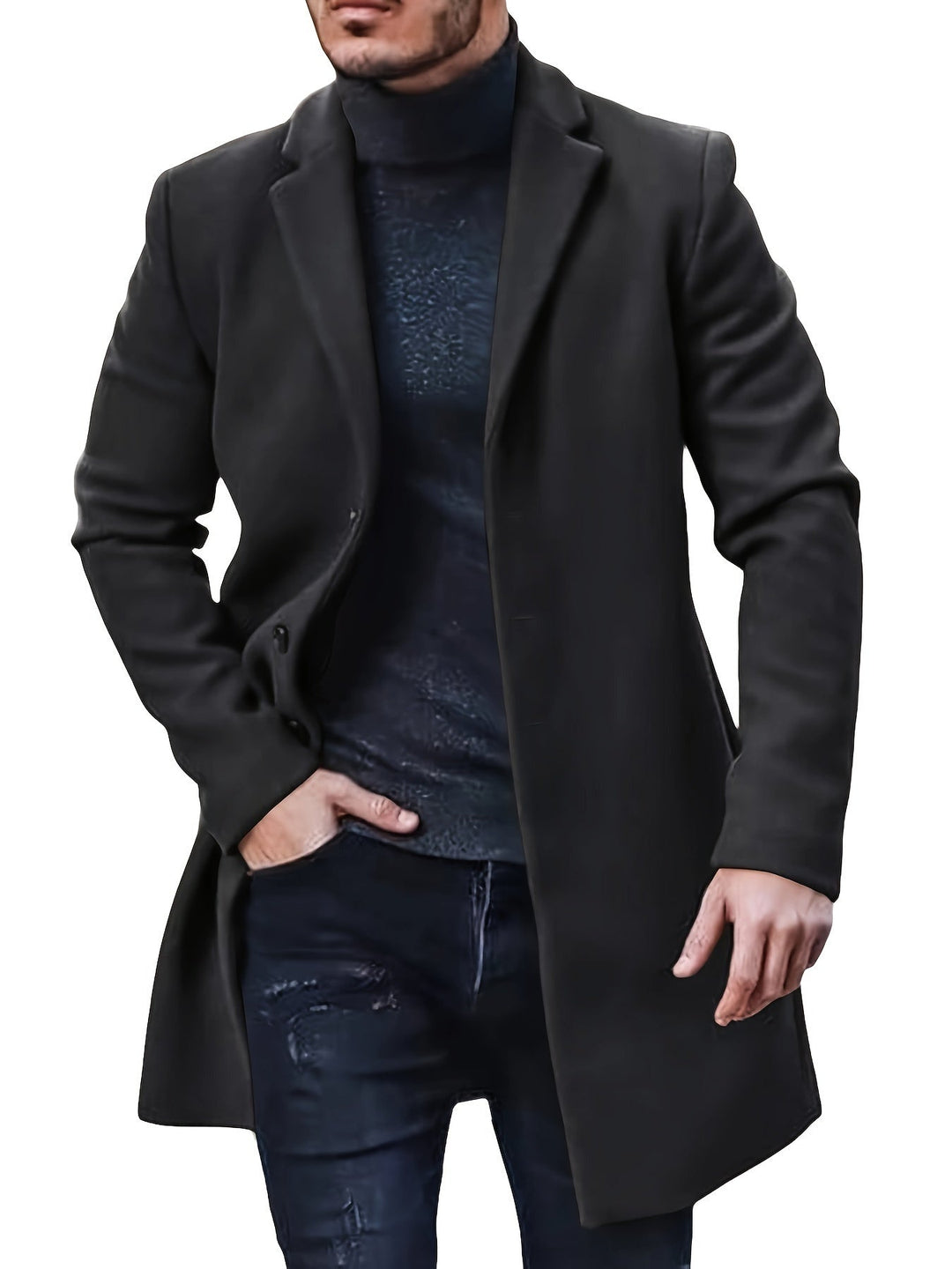 Levoire | Manteau Trench Pour Hommes Élégant Noir