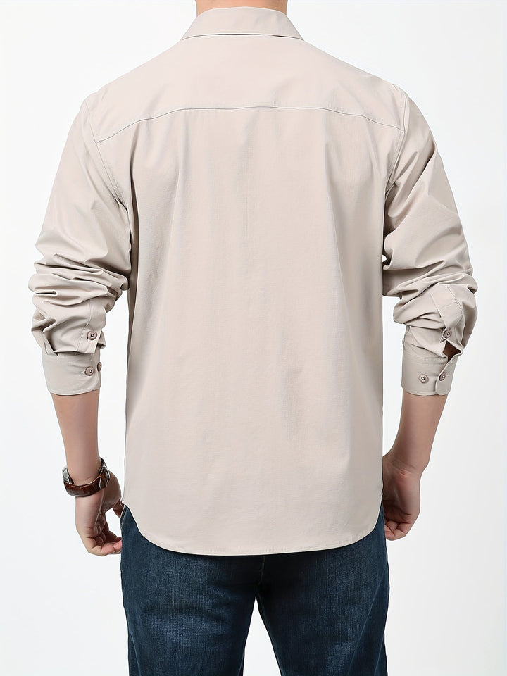 Levoire | Pour Hommes Chemise Cargo À Manches Longues Décontractée Unie