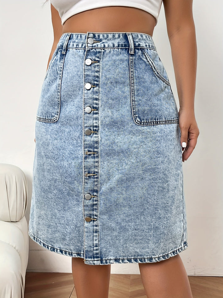 Levoire | Monocouleur Jupe En Denim Lavé Bleu Bleu