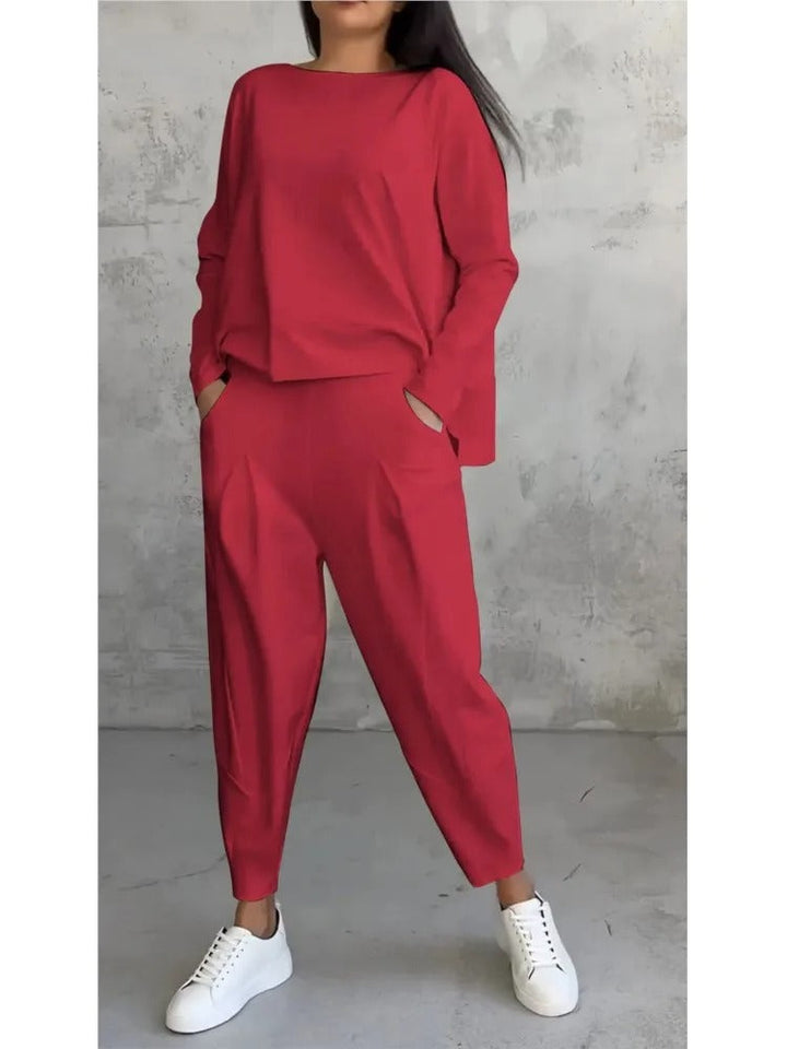 Levoire | Ensemble Éléga Nt Deux Pièces Avec Haut À Manches Longues Et Pantalon Rot