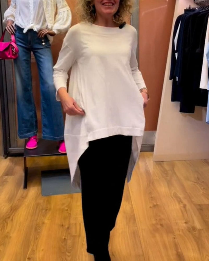 Levoire | Chemise À Manches Longues Et Col Rond Blanc